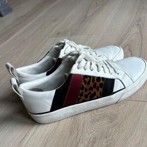 Diane Von Furstenberg White and Leopard Sneakers